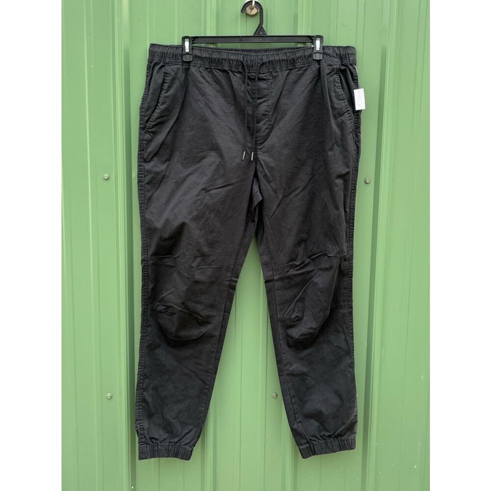 Men’s Twill Jogger Pants Black Size XL
